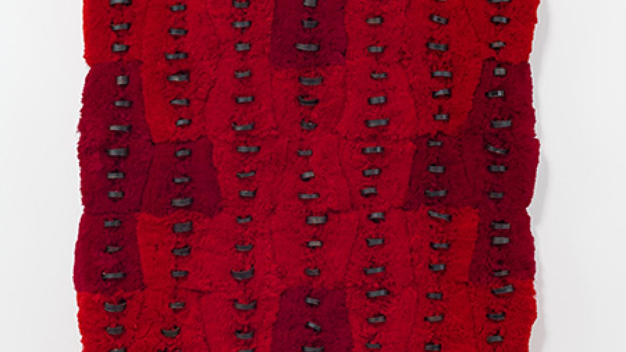 Black stables on red in an art design