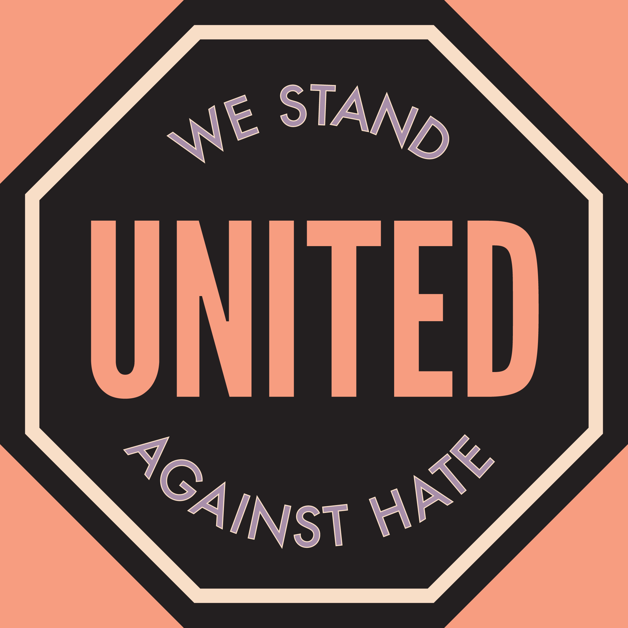 The logo for United Against Hate Week with the words We Stand United Against Hate