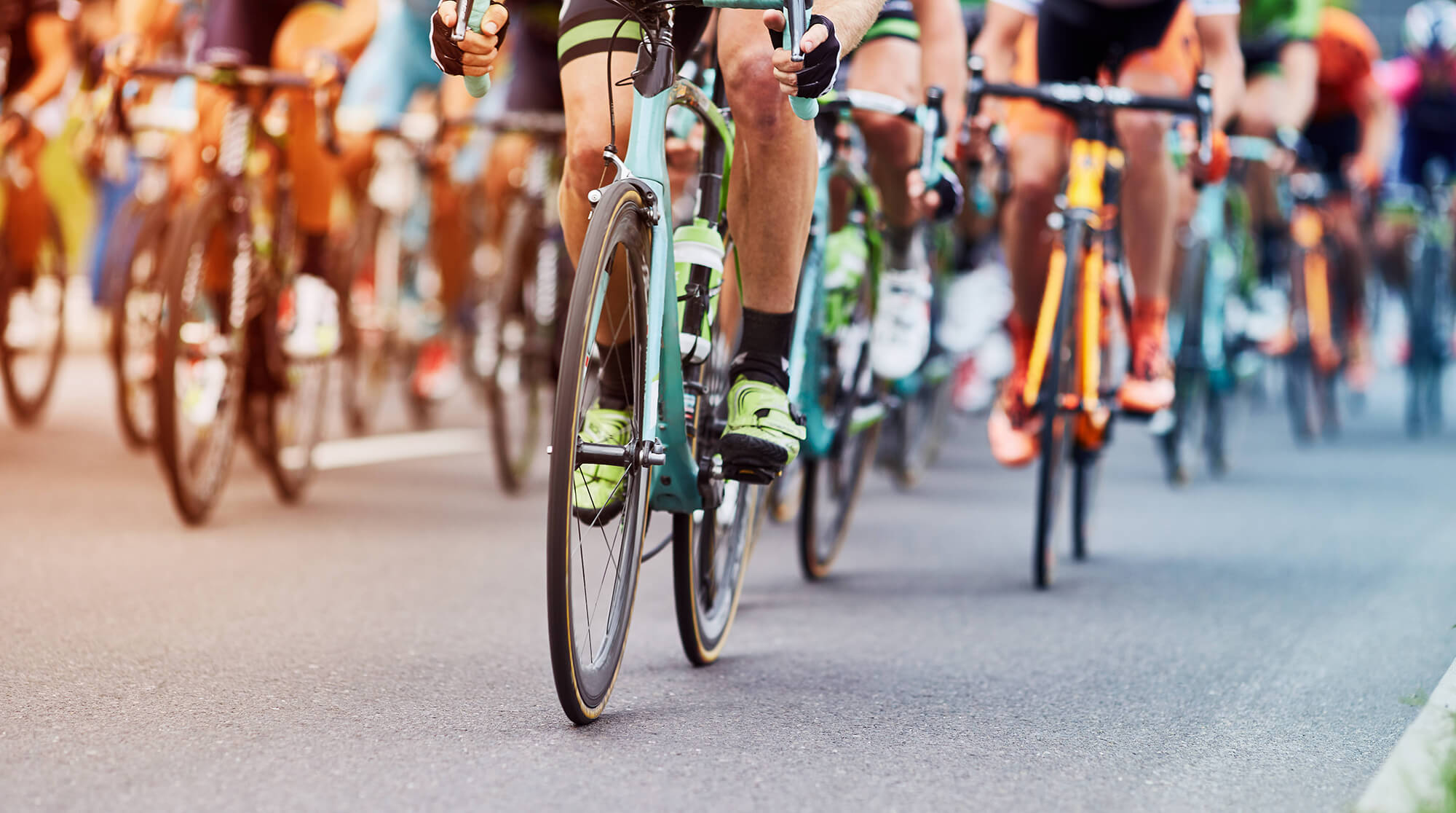 People riding bicycles