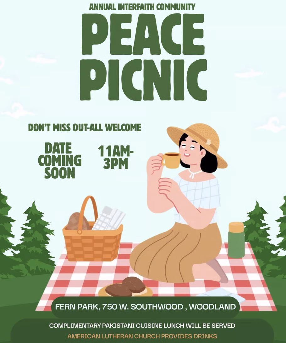 Green flyer with title of Peace Picnic